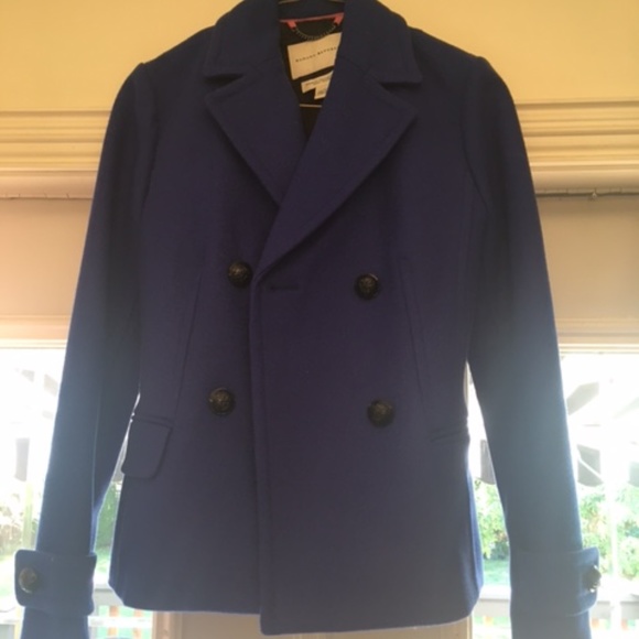 Royal blue wool pea coat - Picture 2 of 5